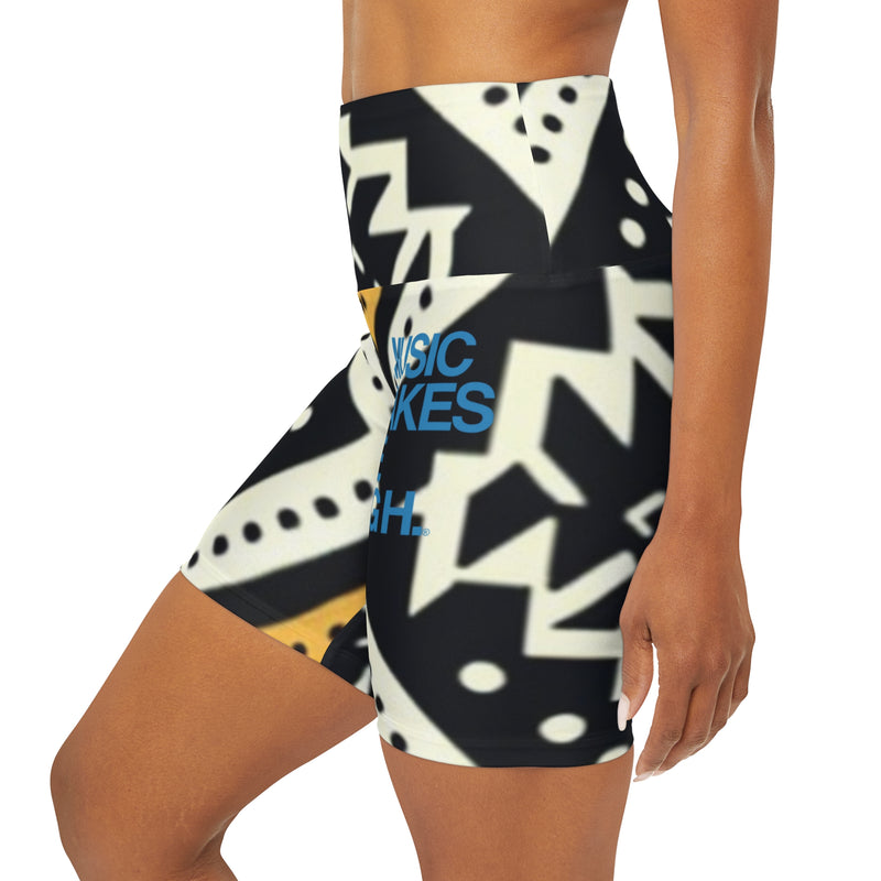 MMMH Yoga Shorts: Black Abstract | Blue