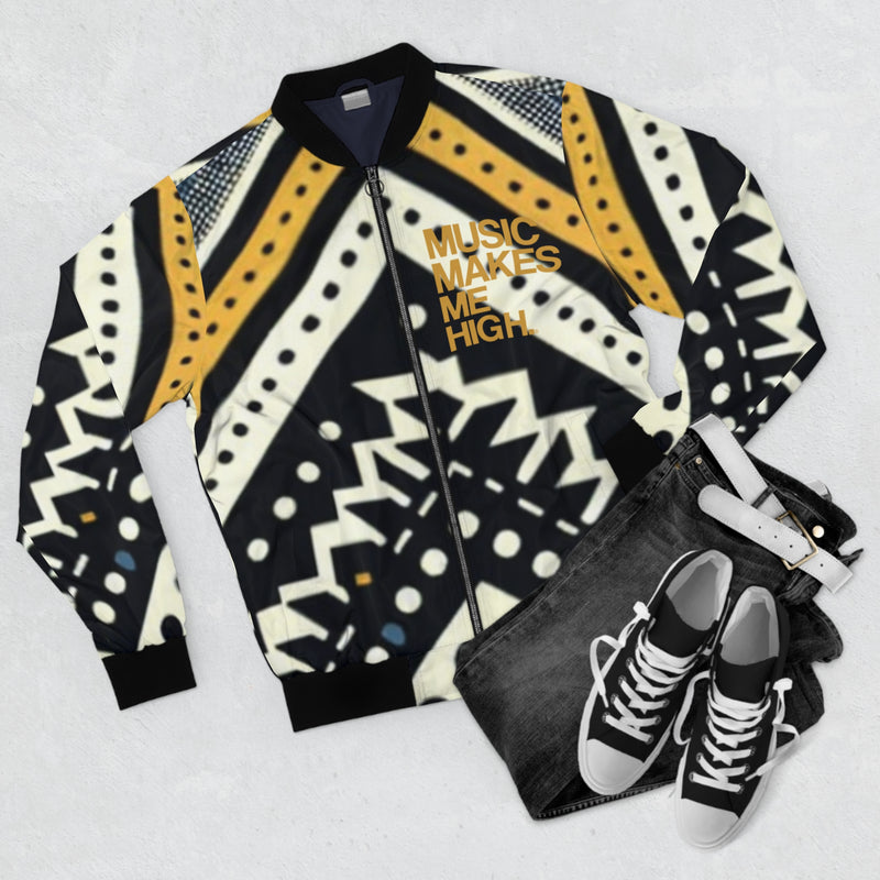 MMMH Unisex Bomber Jacket: Black Abstract | Gold