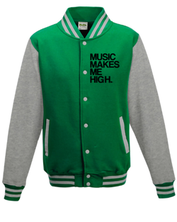 MMMH Unisex Letterman Jacket: Green/Gray | Black