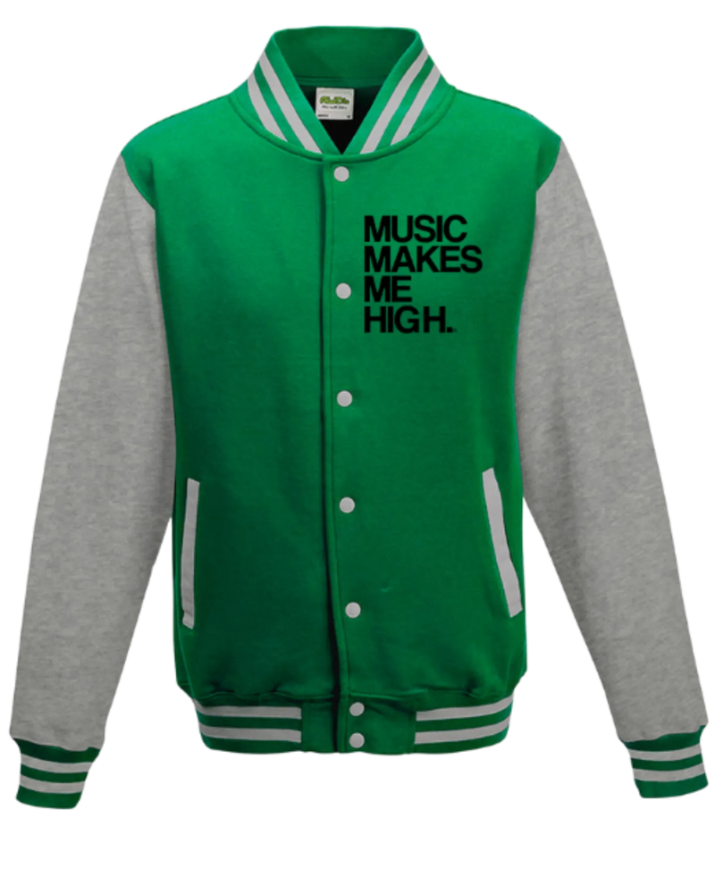 MMMH Unisex Letterman Jacket: Green/Gray | Black