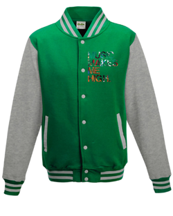 MMMH Unisex Letterman Jacket: Green/Gray | Graffiti