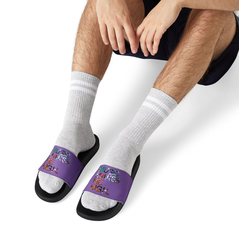 MMMH Unisex Slides: Light Purple/Black | Graffiti