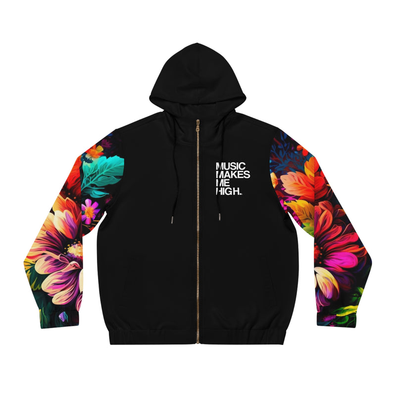 MMMH Unisex Zip Hoodie: Floral/Black | White