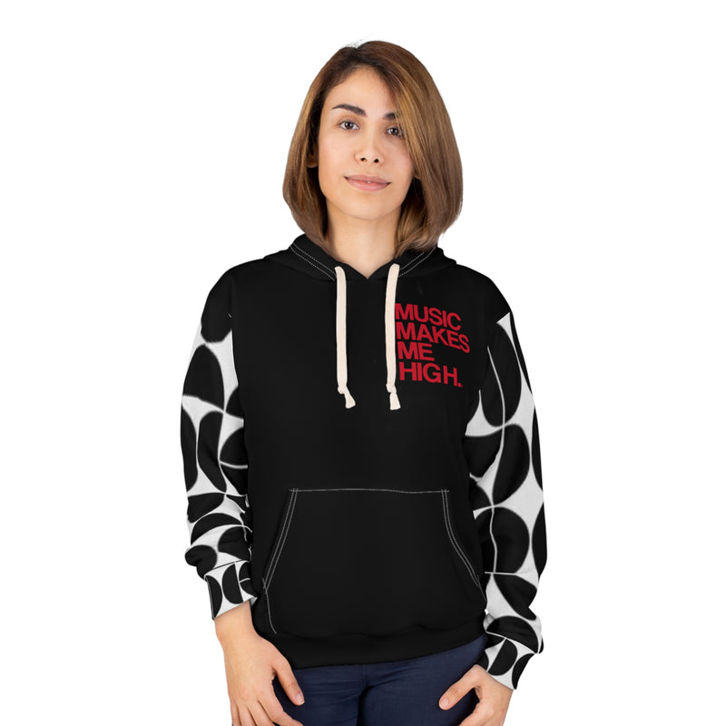 MMMH Unisex Hoodie: Black Geo/Black | Red