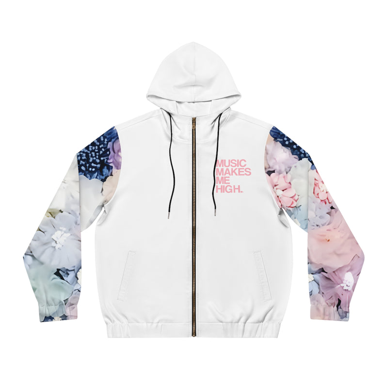 MMMH Unisex Zip Hoodie: Flowers/White | Light Pink