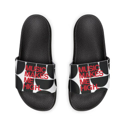 MMMH Unisex Slides: Black Geo/Black | Red