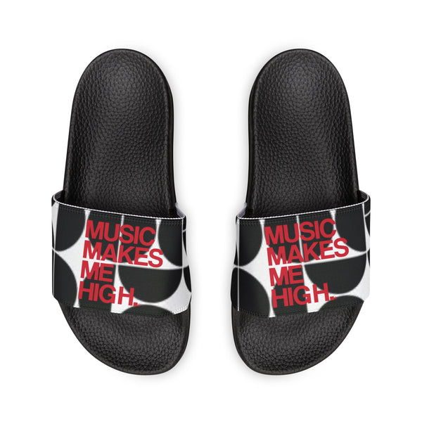 MMMH Unisex Slides: Black Geo/Black | Red