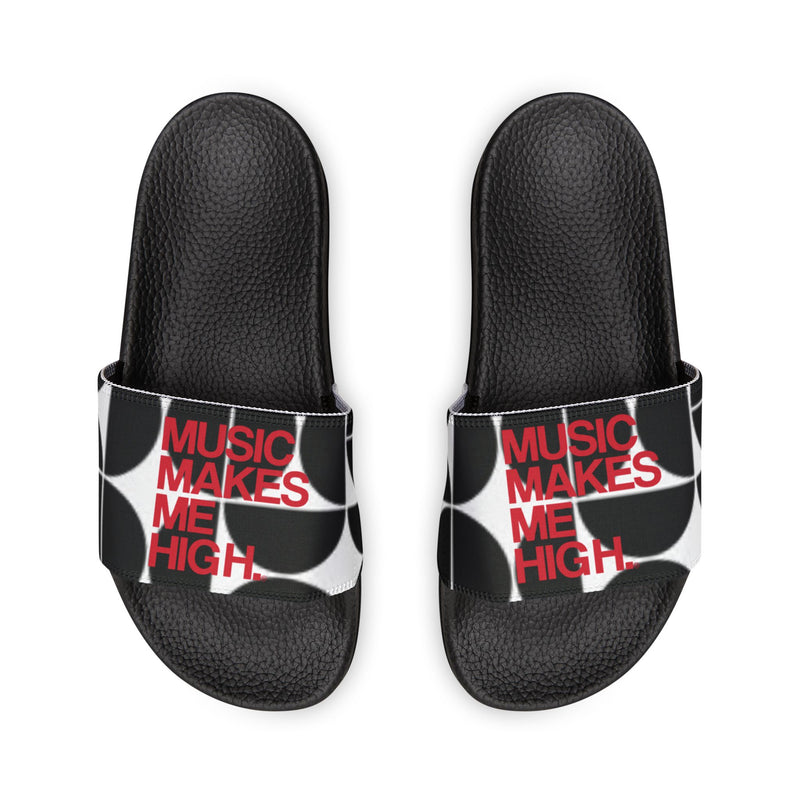 MMMH Unisex Slides: Black Geo/Black | Red