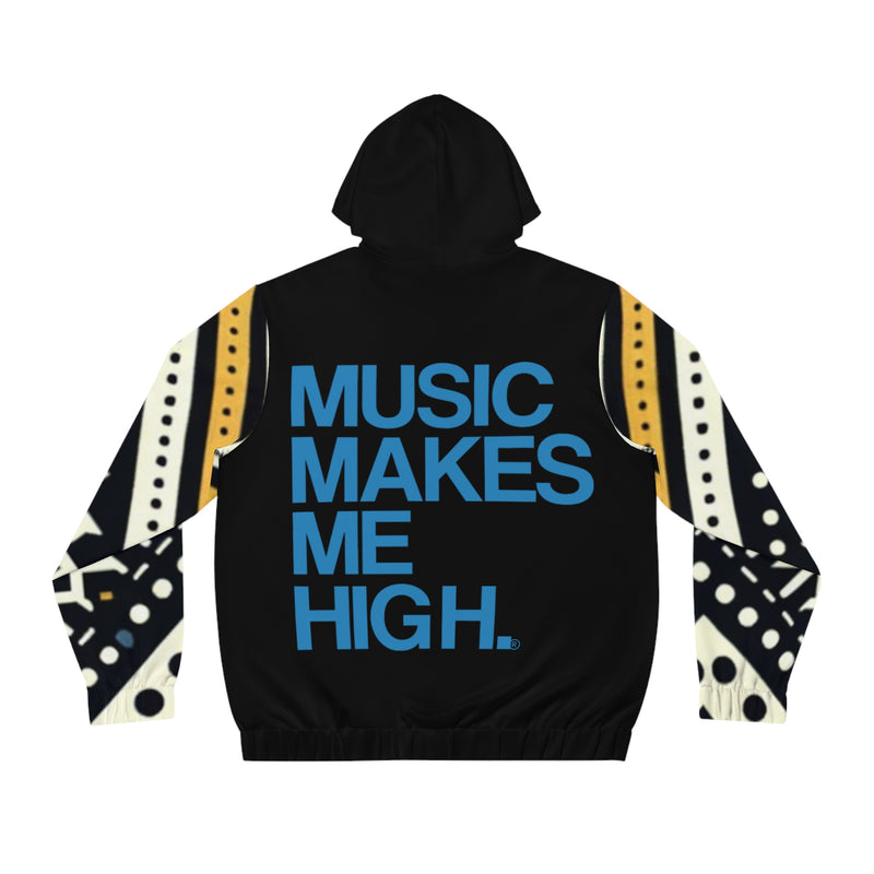 MMMH Unisex Zip Hoodie: Black Abstract/Black | Blue