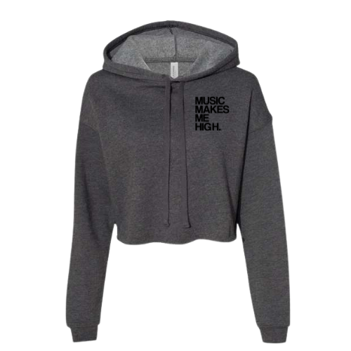 MMMH Cropped Hoodie: Dark Gray Heather | Black