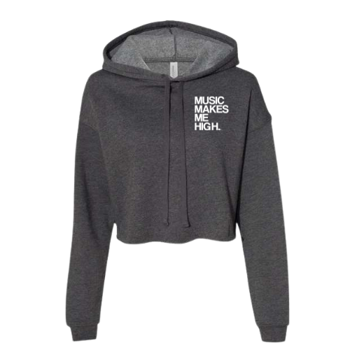 MMMH Cropped Hoodie: Dark Gray Heather | White