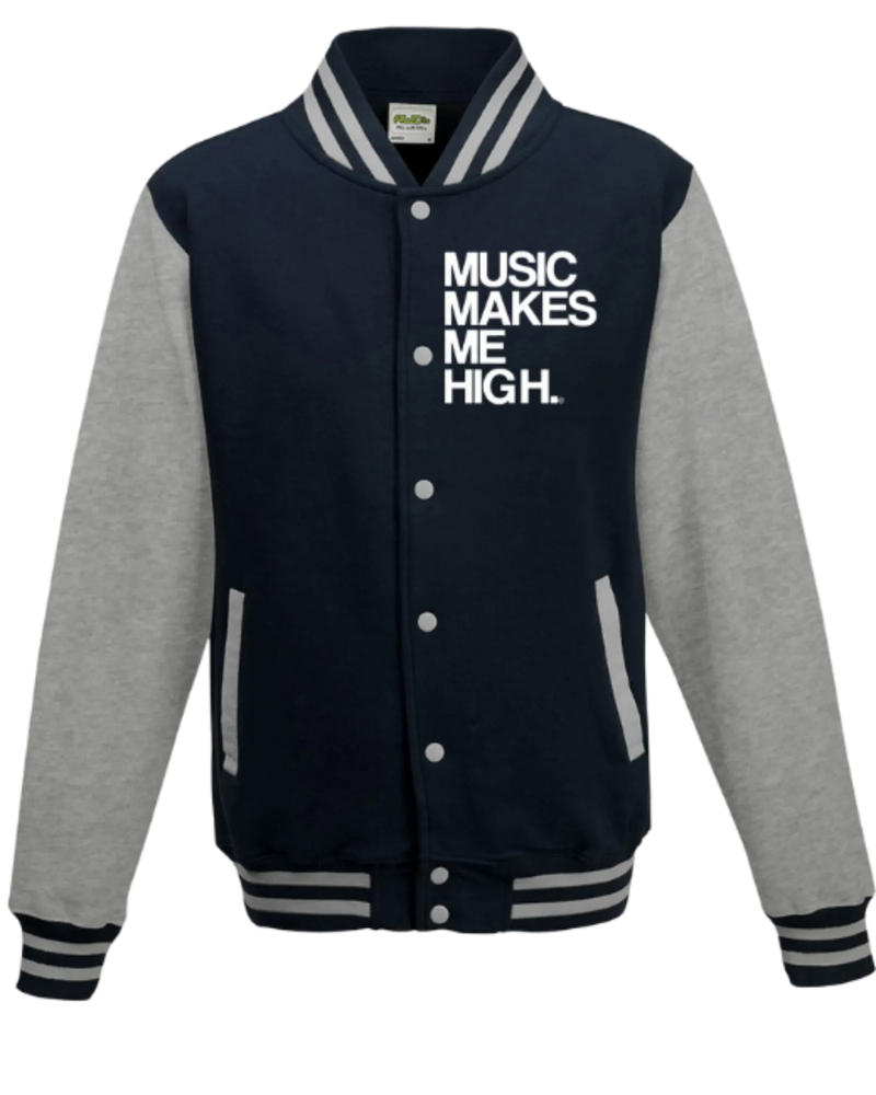 MMMH Unisex Letterman Jacket: Navy/Gray | White