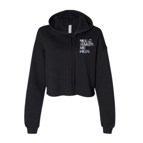 MMMH Cropped Hoodie: Black | Flowers