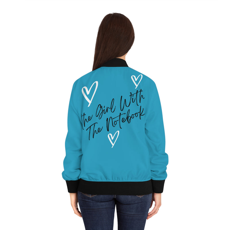 TGWTN Women's Bomber Jacket: White/Black | Turquoise