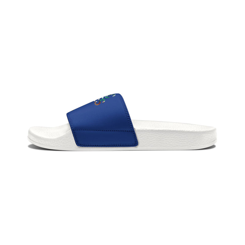 MMMH Unisex Slides: Dark Blue/White | Graffiti