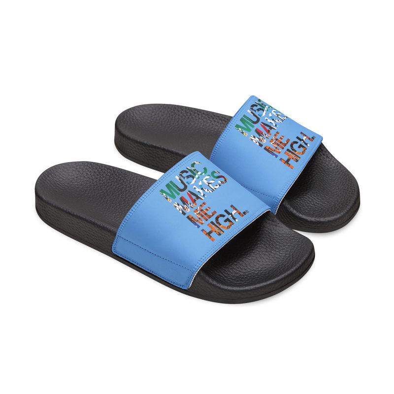 MMMH Unisex Slides: Light Blue/Black | Graffiti