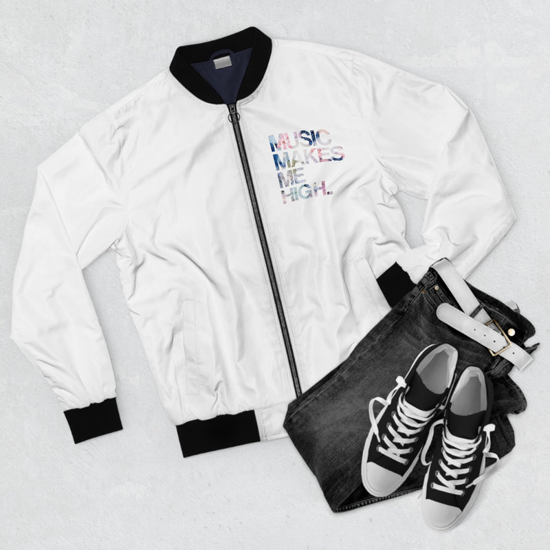 MMMH Unisex Bomber Jacket: White | Flowers