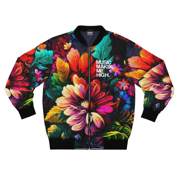 MMMH Unisex Bomber Jacket: Floral | White