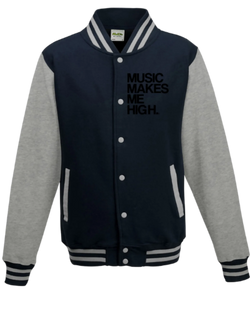 MMMH Unisex Letterman Jacket: Navy/Gray | Black