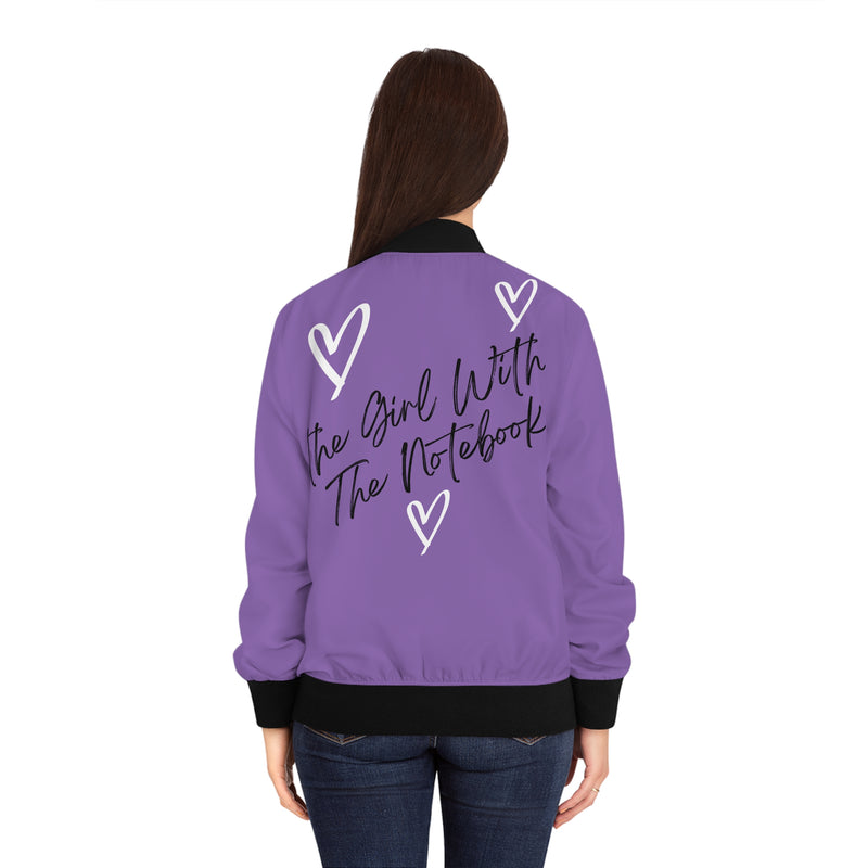 TGWTN Women's Bomber Jacket: White/Black | Light Purple