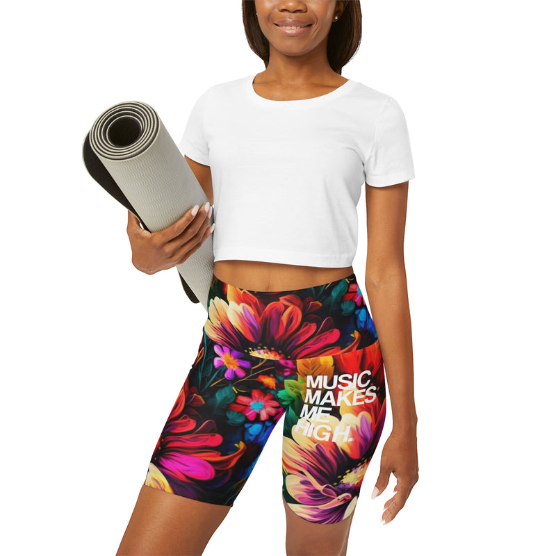 MMMH Yoga Shorts: Floral | White