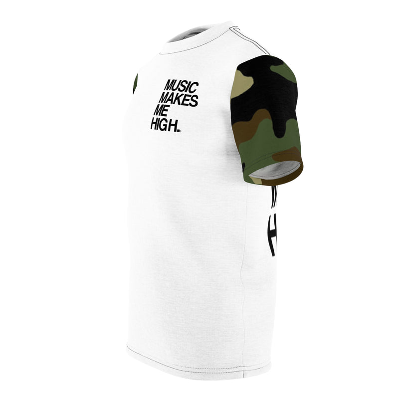 MMMH Unisex T-Shirt: Camo Sleeves/White| Black