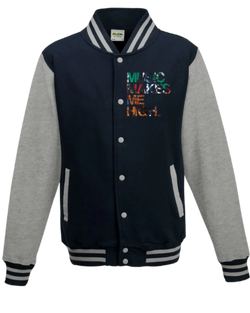 MMMH Unisex Letterman Jacket: Navy/Gray | Graffiti