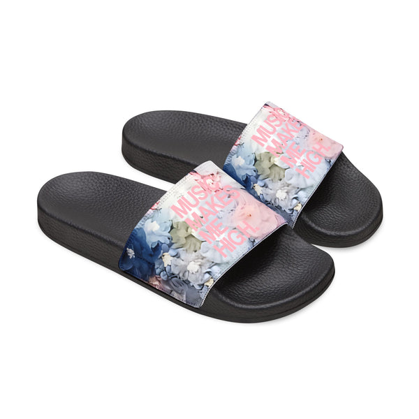 MMMH Unisex Sandals: Flowers/Black | Light Pink