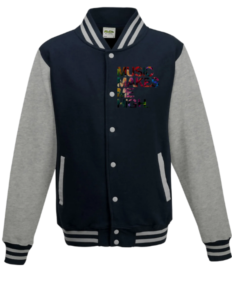 MMMH Unisex Letterman Jacket: Navy/Gray | Floral