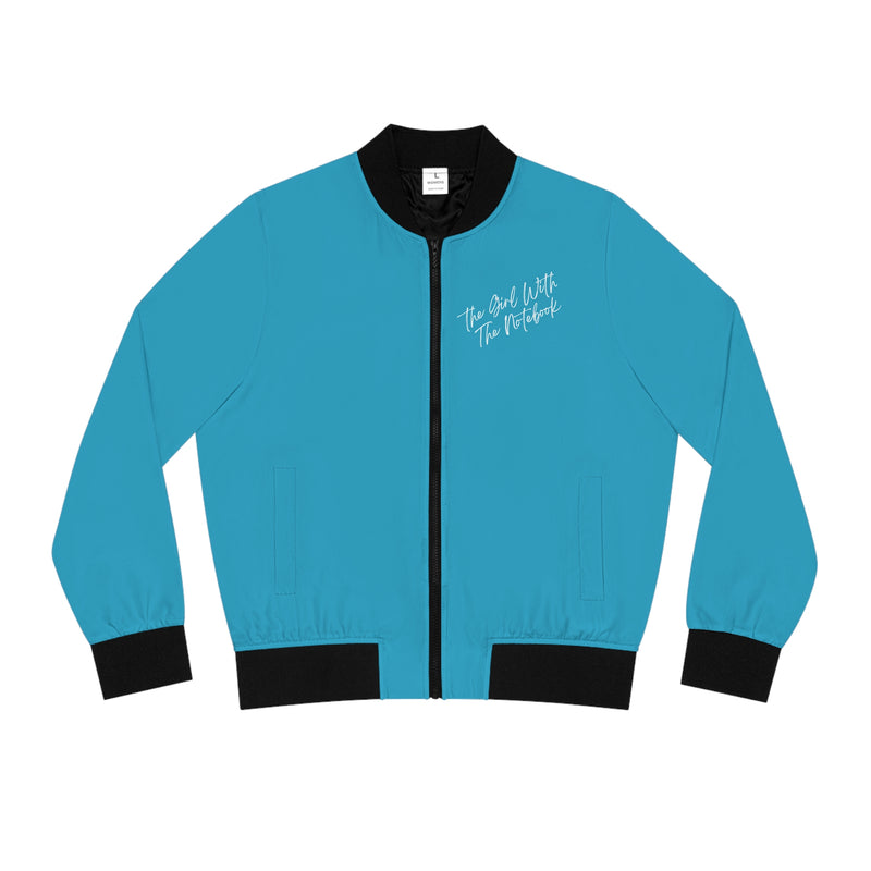 TGWTN Women's Bomber Jacket: White | Turquoise