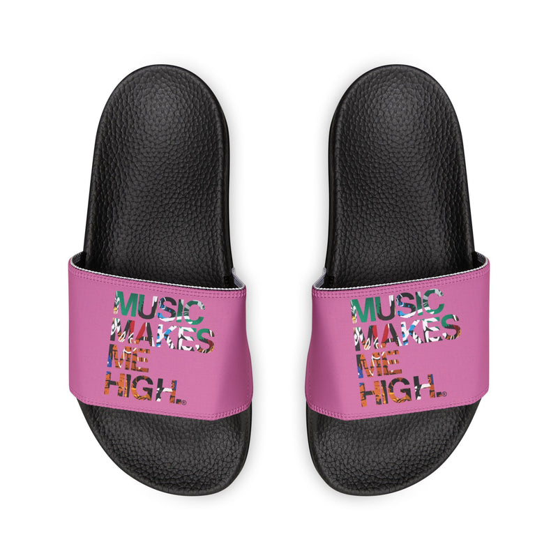 MMMH Unisex Slides: Light Pink/Black | Graffiti