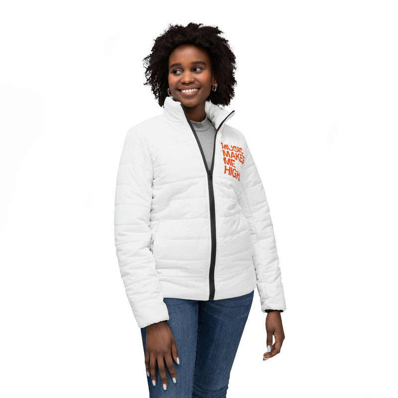 MMMH Women’s Puffer Jacket: White | Orange