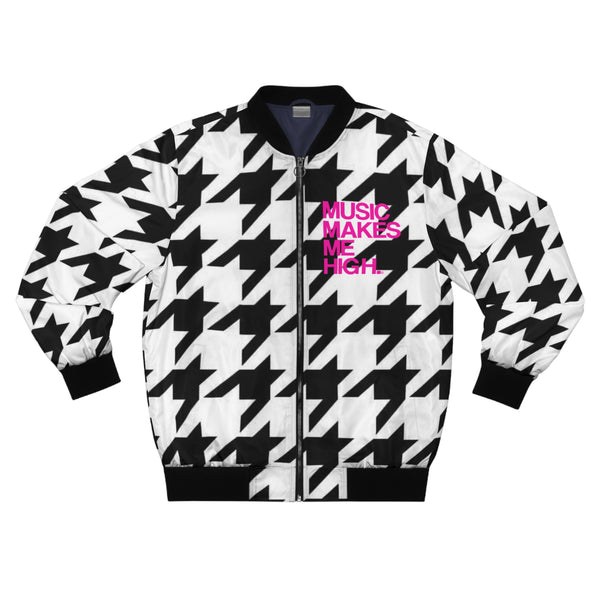 MMMH Unisex Bomber Jacket: Houndstooth | Hot Pink