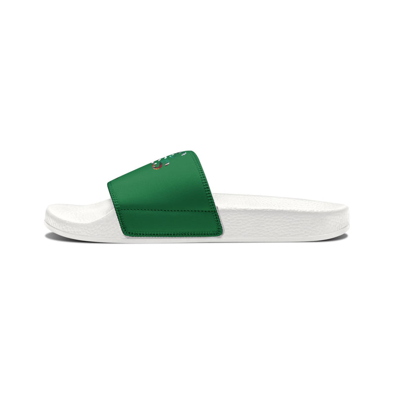 MMMH Unisex Slides: Dark Green/White | Graffiti