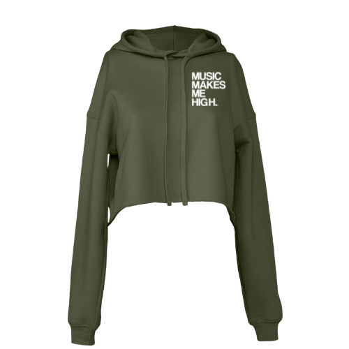 MMMH Cropped Hoodie: Military Green | White