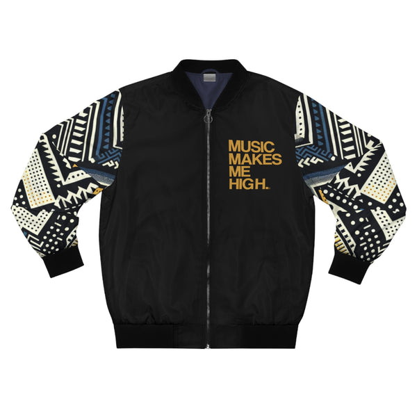 MMMH Unisex Bomber Jacket: Black Abstract/Black | Gold