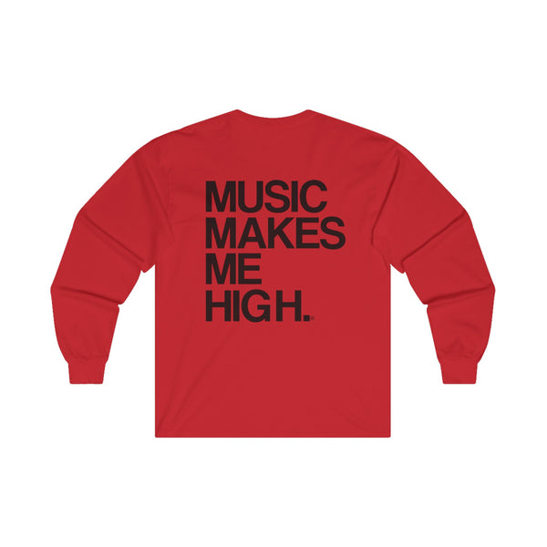 MMMH Unisex Long Sleeve Tee: Red | Black Lettering