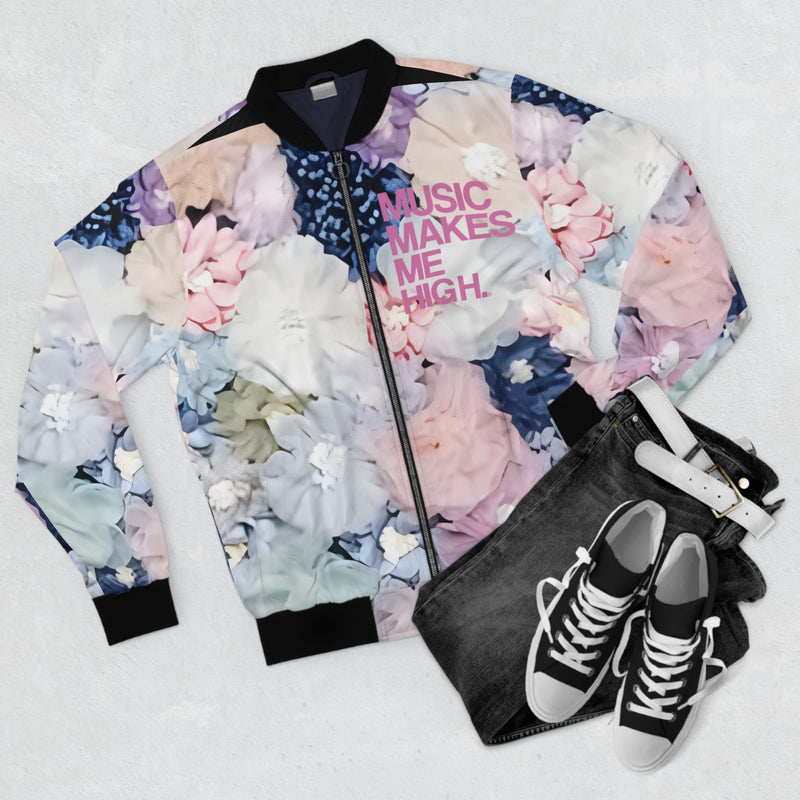 MMMH Unisex Bomber Jacket: Floral | Pink