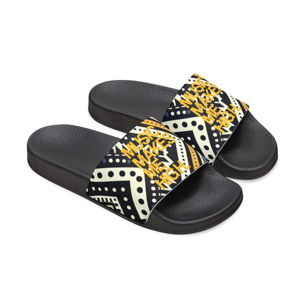 MMMH Unisex Sandals: Black Abstract | Yellow