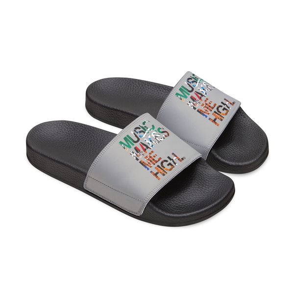 MMMH Unisex Slides: Light Grey/Black | Graffiti