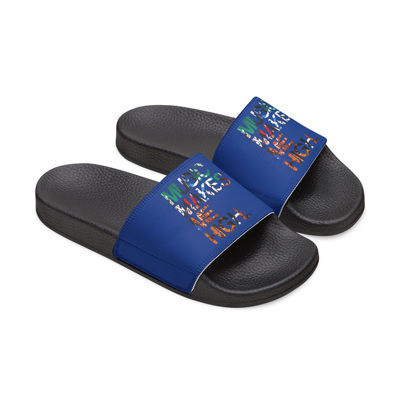 MMMH Unisex Slides: Dark Blue/Black | Graffiti