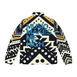 MMMH Men's Puffer Jacket: Black Abstract | Blue