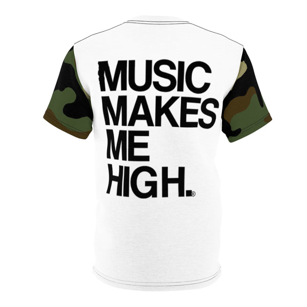 MMMH Unisex T-Shirt: Camo Sleeves/White| Black