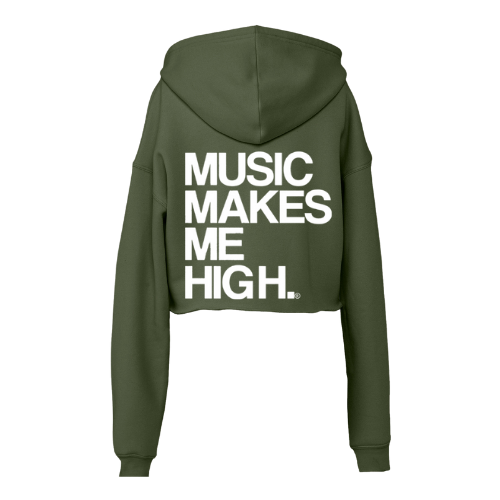 MMMH Cropped Hoodie: Military Green | White