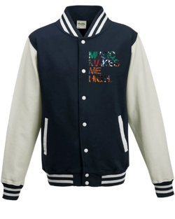 MMMH Unisex Letterman Jacket: Navy/White | Graffiti