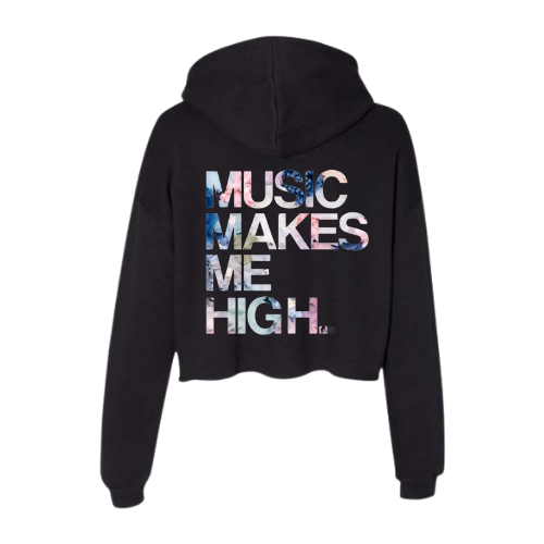 MMMH Cropped Hoodie: Black | Flowers