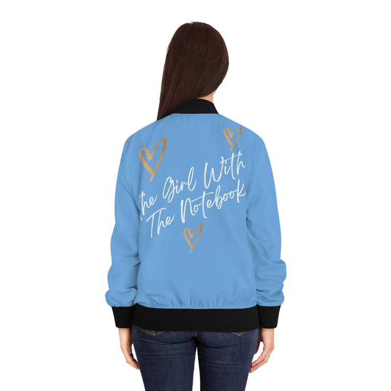 TGWTN Women's Bomber Jacket: Brown/White | Light Blue