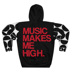 MMMH Unisex Hoodie: Black Geo/Black | Red