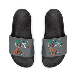 MMMH Unisex Slides: Dark Grey/Black | Graffiti