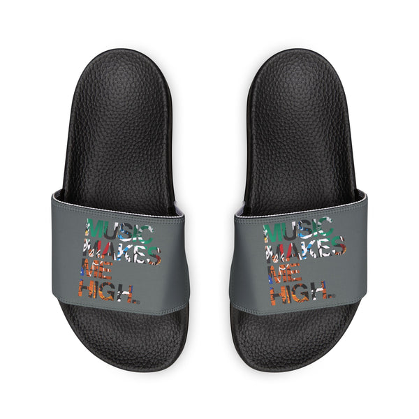 MMMH Unisex Slides: Dark Grey/Black | Graffiti